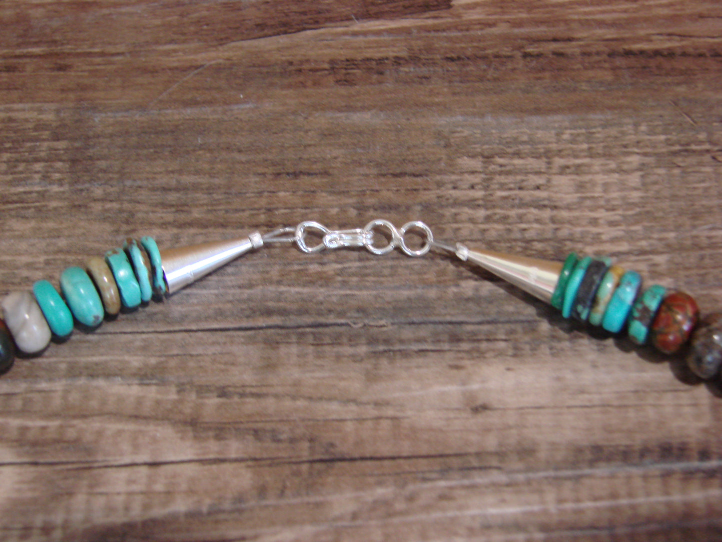 Native American Sterling Silver & Turquoise 30" Gemstone Necklace by Singer