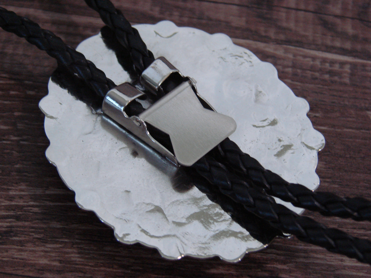 Native American Nickel Silver & Turquoise Bolo Tie - Cleveland