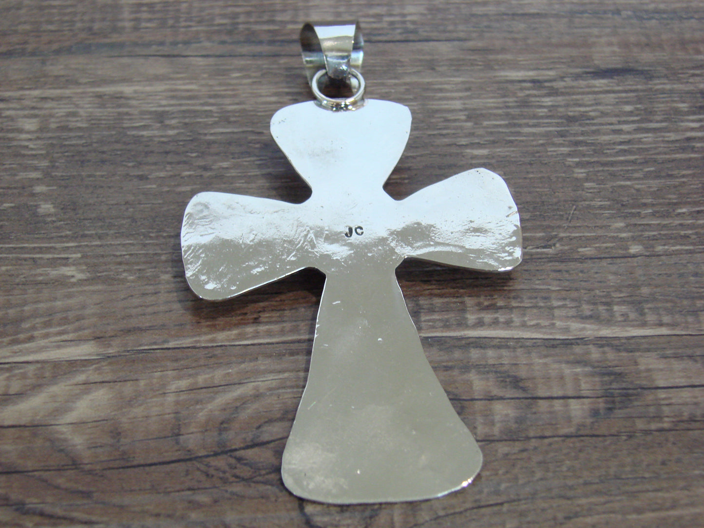 Large Native American Nickel Silver & Hematite Cross Pendant - Cleveland