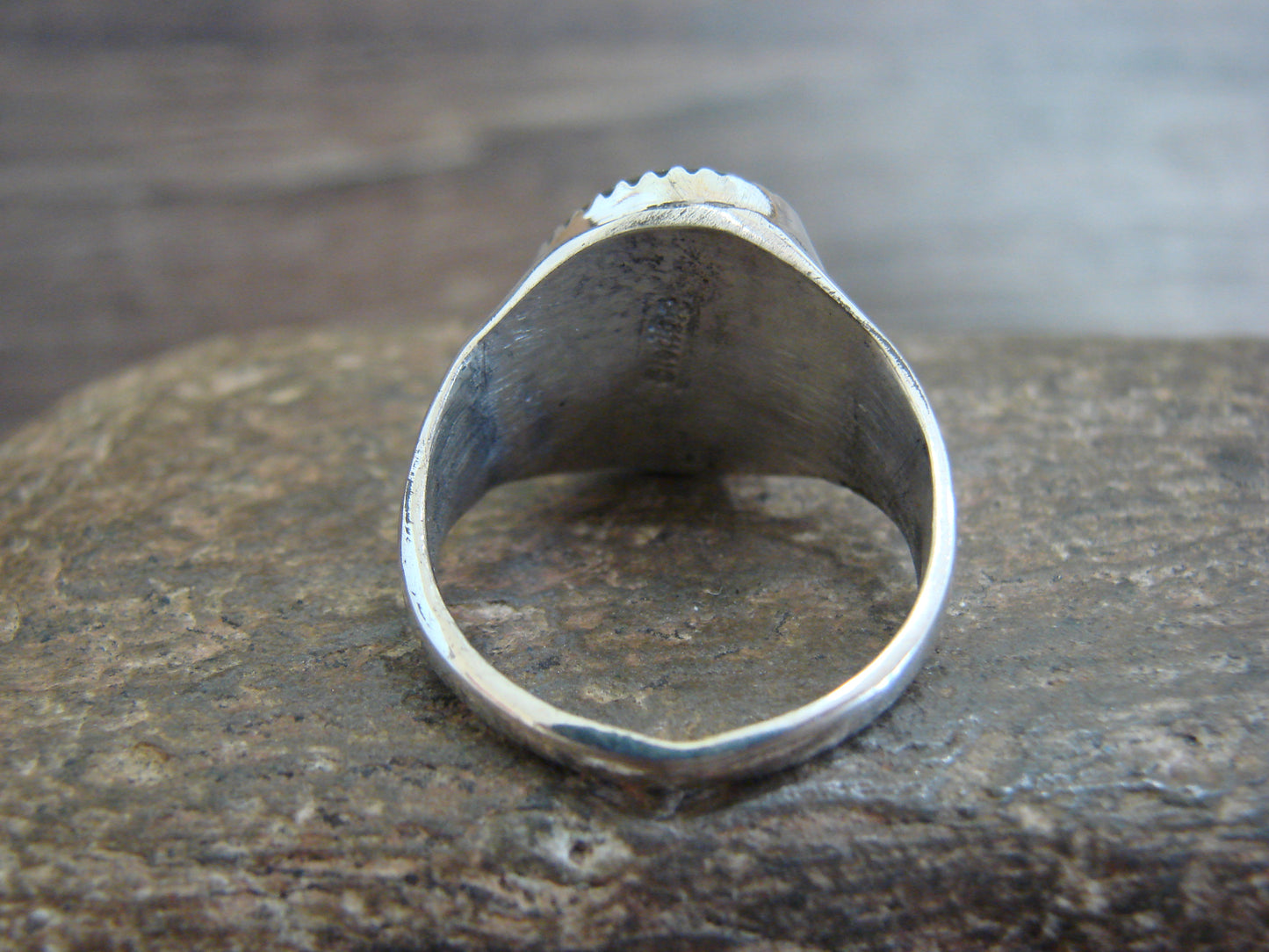 Native American Sterling Silver & Turquoise Ring by Bekis - Size 10.5