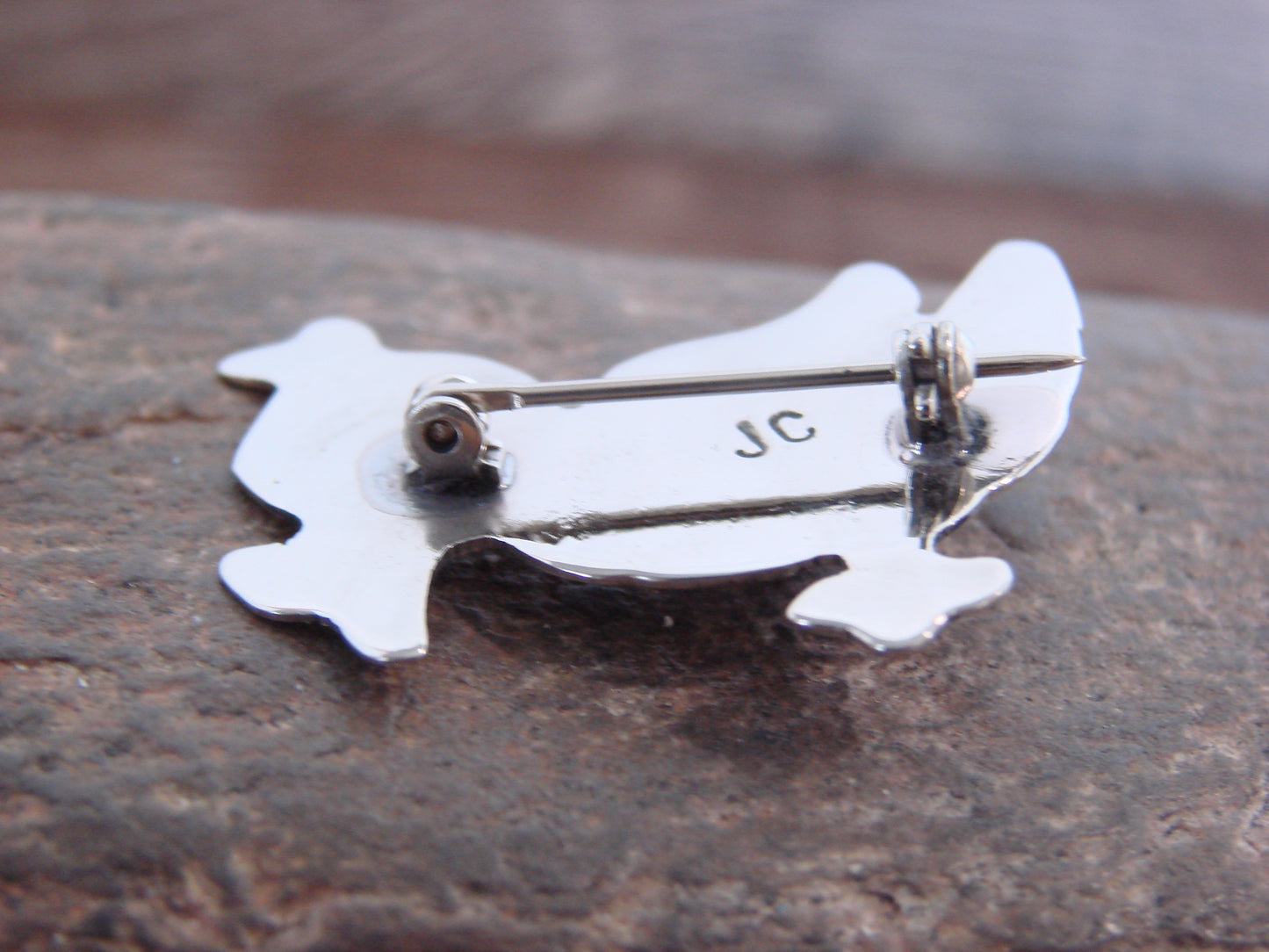 Native American Nickel Silver & Lapis Duck Pin - Cleveland