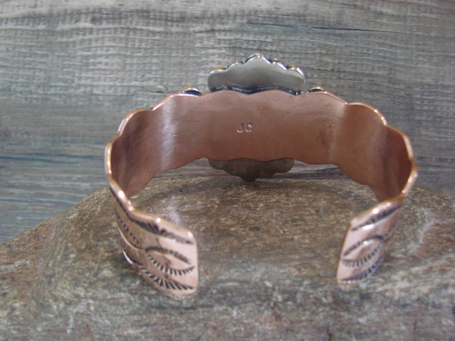 Navajo Indian Copper & Onyx Bracelet by Cleveland