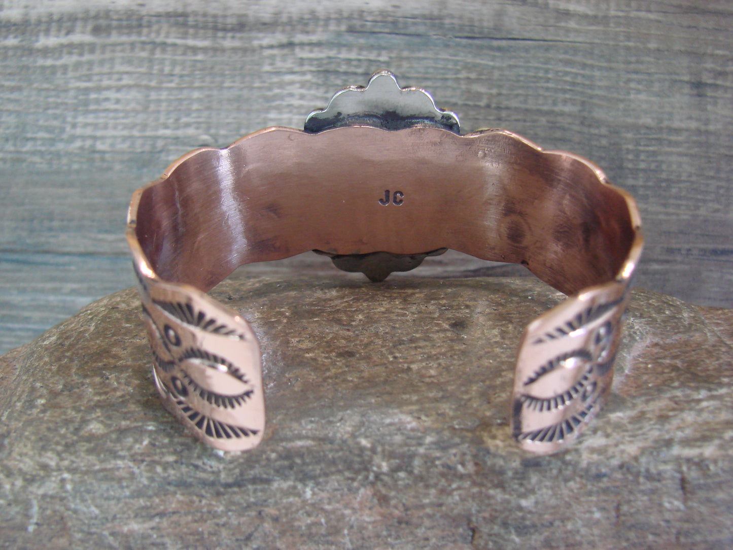Navajo Indian Copper & Onyx Bracelet by Cleveland