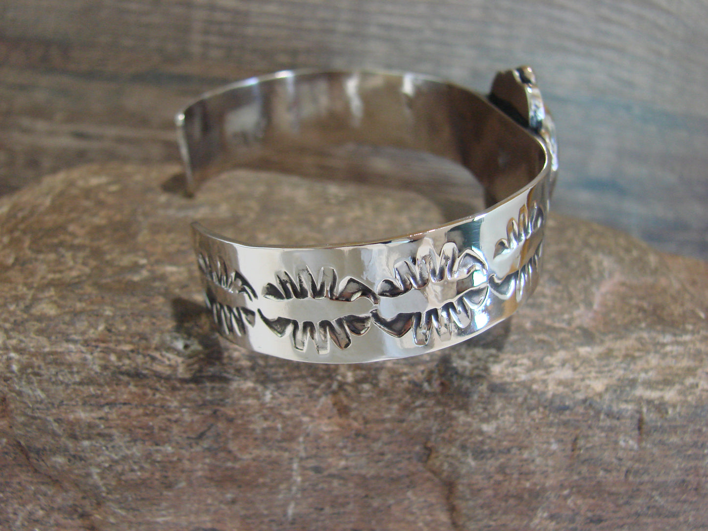 Navajo Indian Nickel Silver & Hematite Bracelet by Cleveland