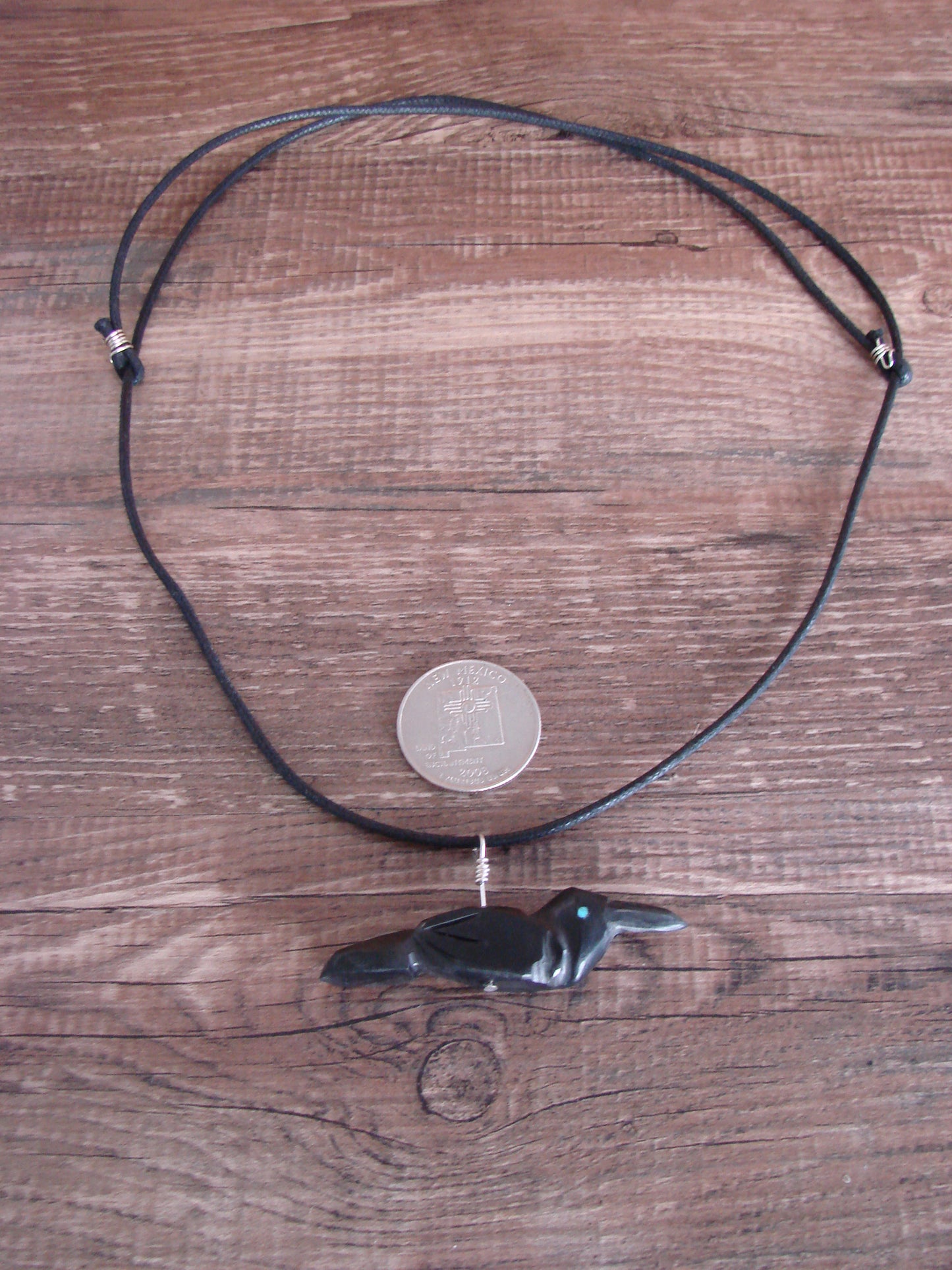 Hand Carved Adjustable Jet Raven Fetish Necklace by Matt Mitchell