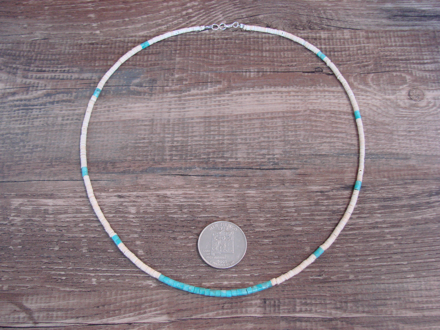 Native American 18" Santo Domingo Tortoise Shell Heishi Necklace - Crespin