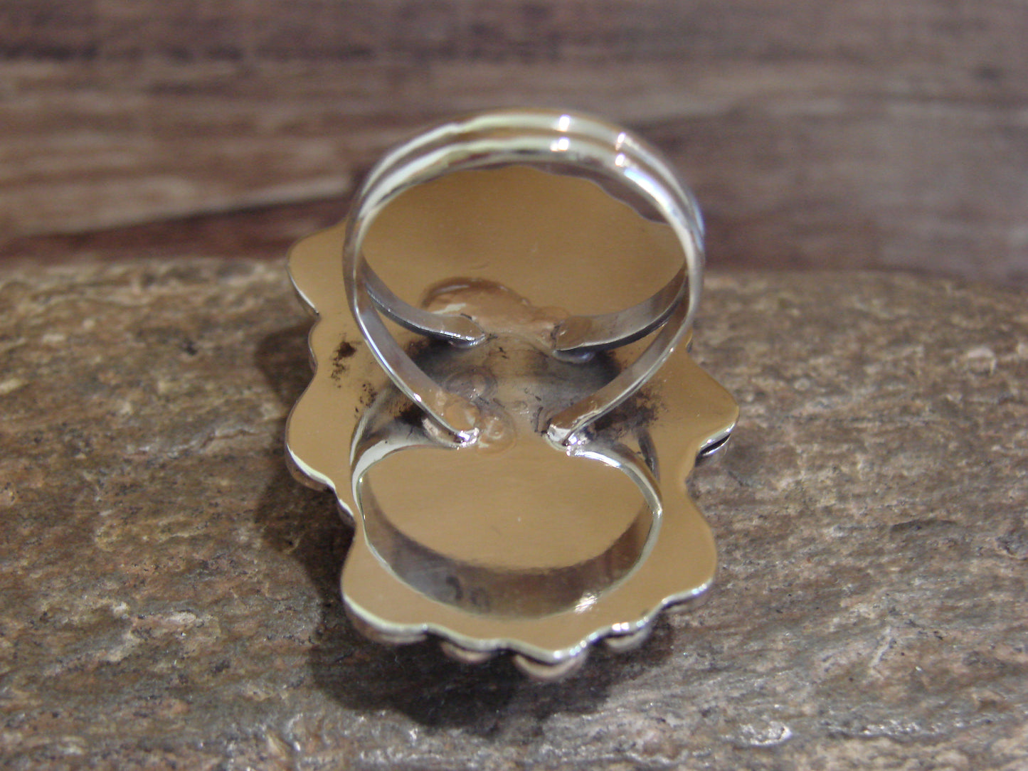 Native American Nickel Silver & Turquoise Ring by Cleveland - Size 9.5