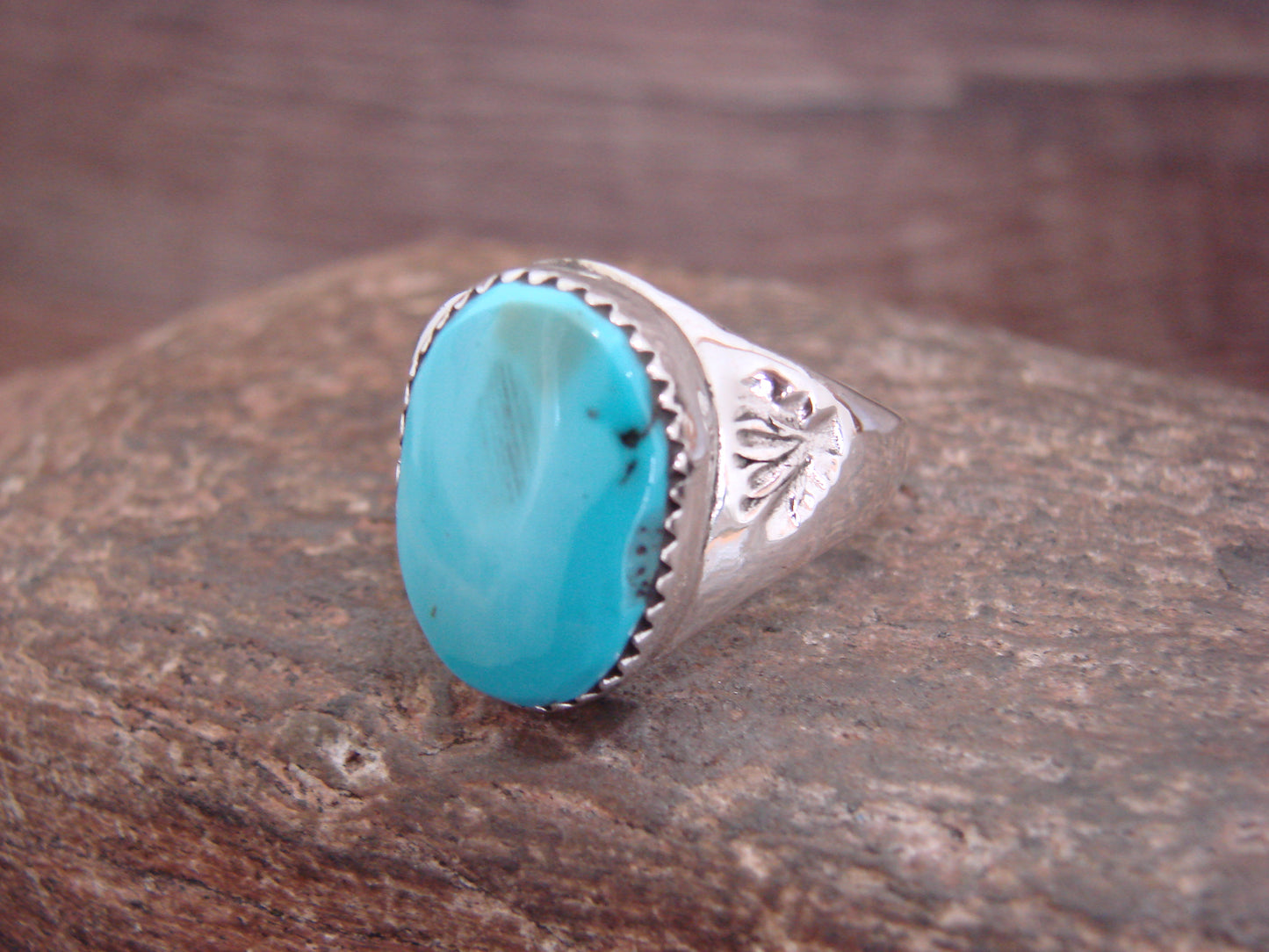 Native American Sterling Silver & Turquoise Ring by Bekis - Size 10