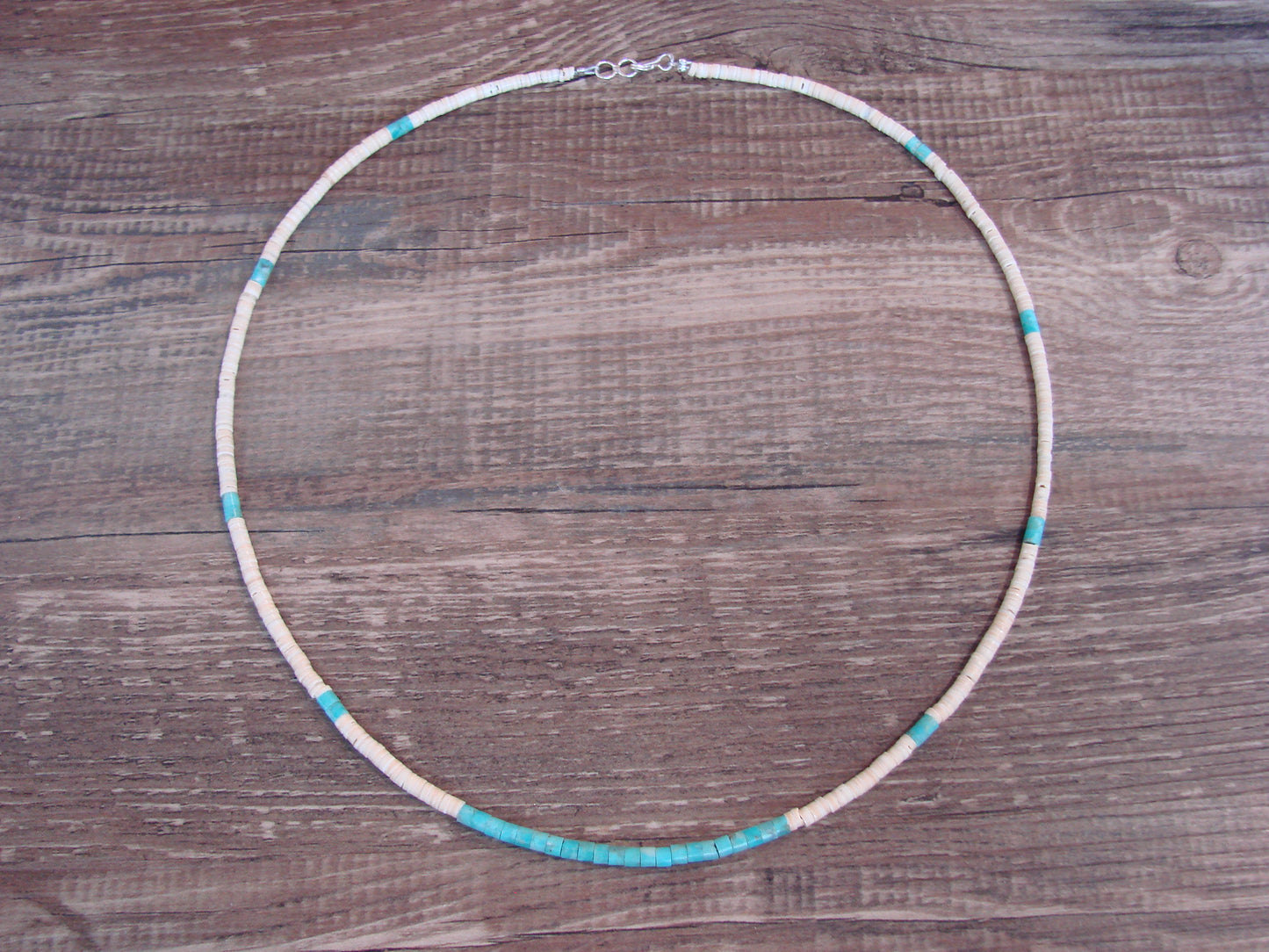 Native American 18" Santo Domingo Tortoise Shell Heishi Necklace - Crespin