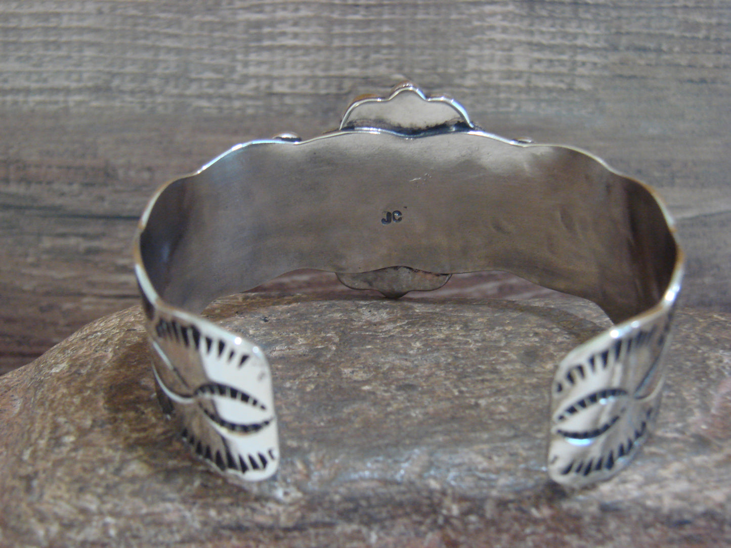 Native American Nickel Silver & Turquoise Bracelet by Cleveland