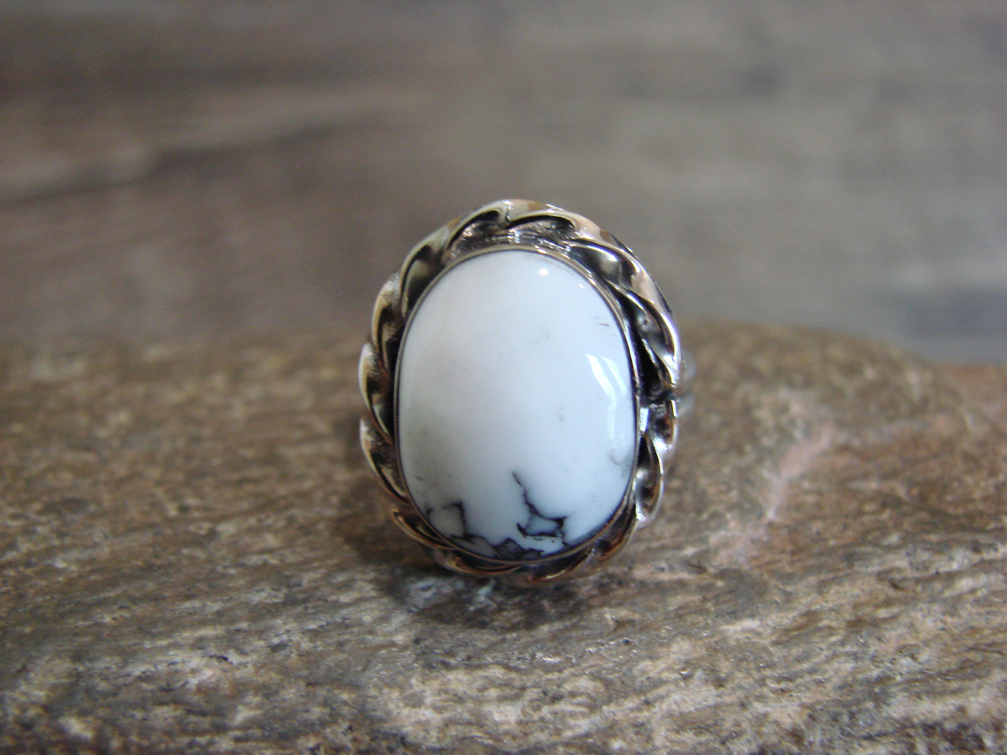 Native American Nickel Silver & Howlite Ring Size 7 - Cleveland