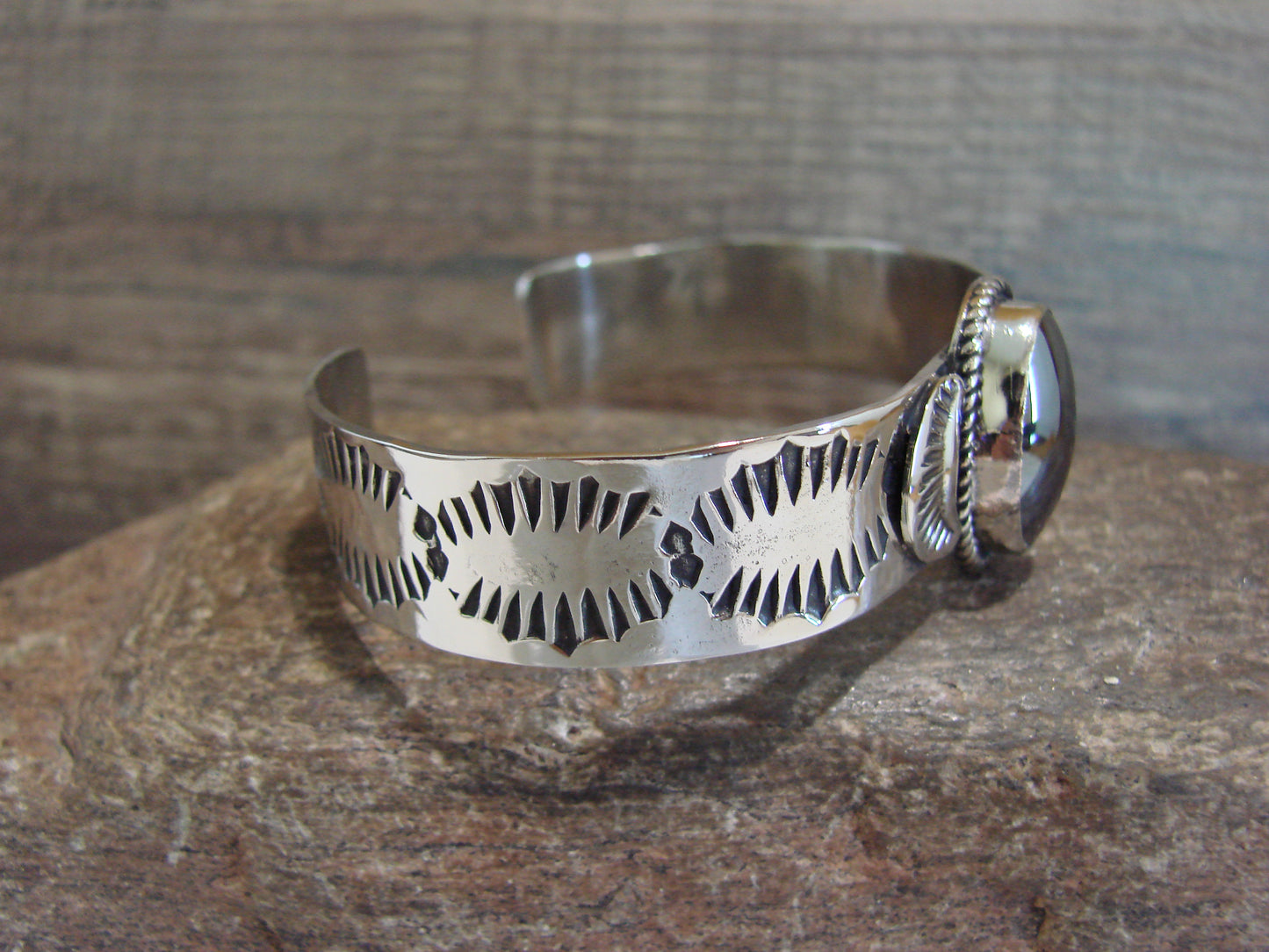 Navajo Indian Nickel Silver & Hematite Bracelet by Cleveland