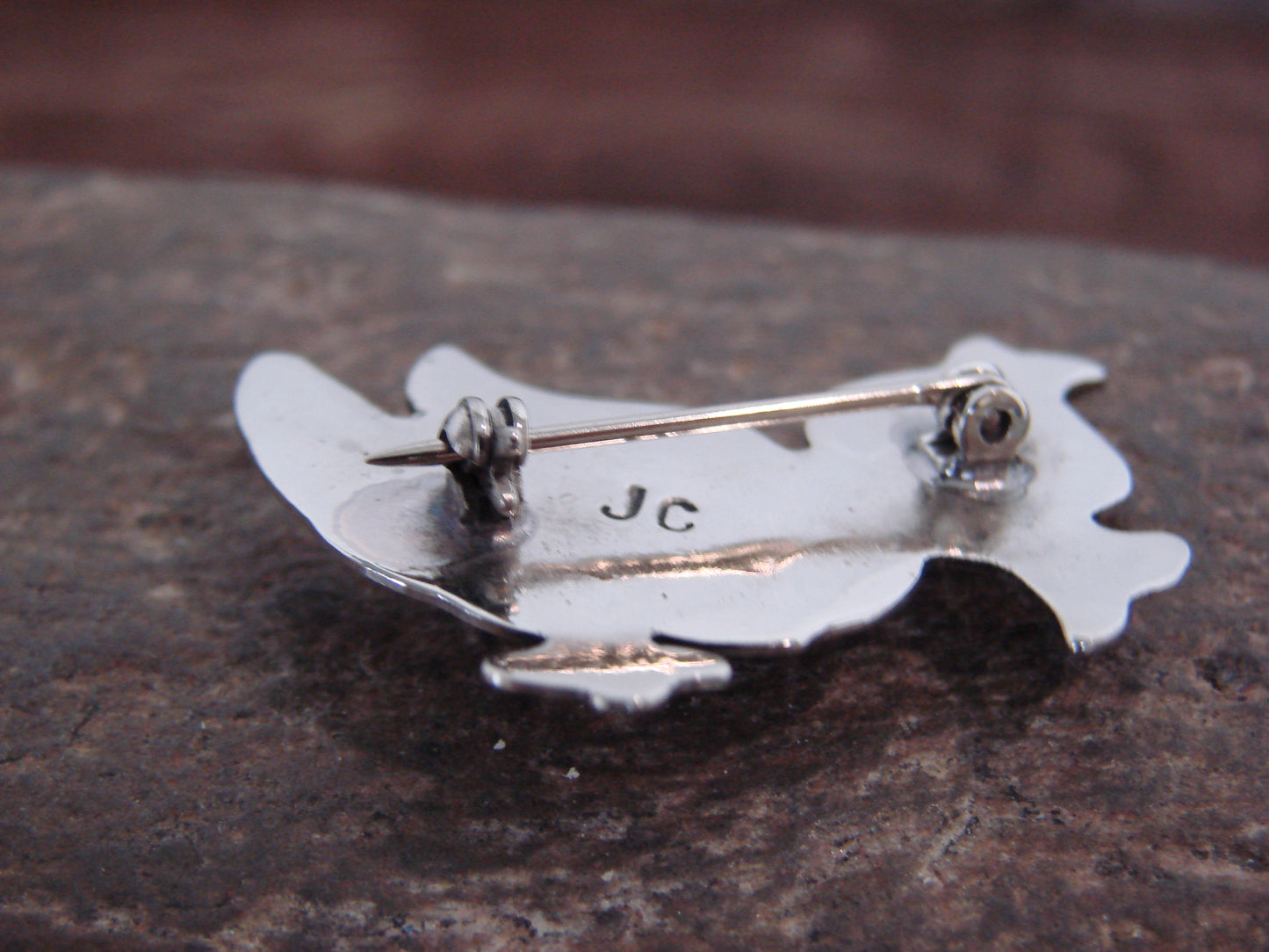 Native American Nickel Silver & Hematite Duck Pin - Cleveland