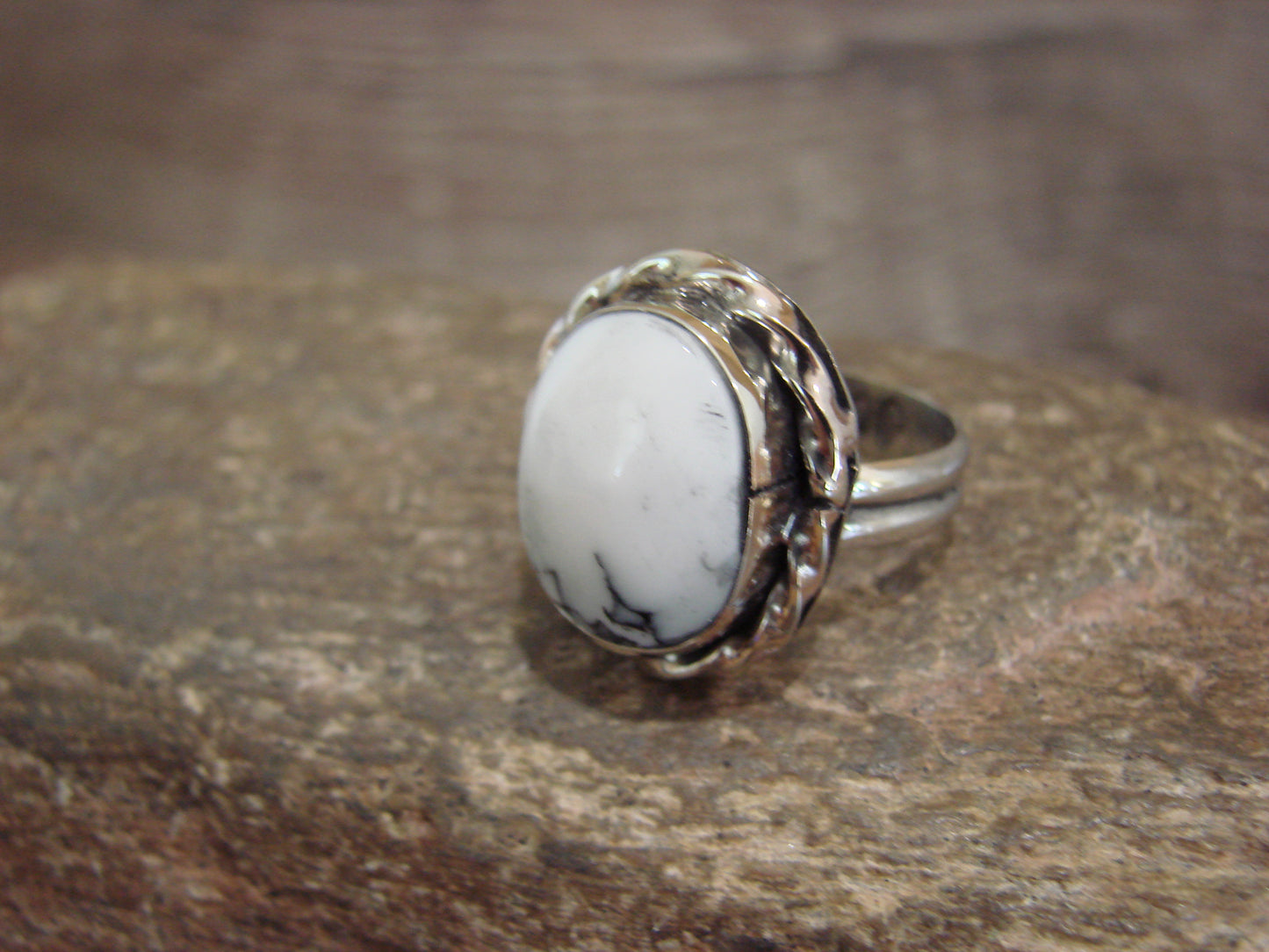 Native American Nickel Silver & Howlite Ring Size 7 - Cleveland
