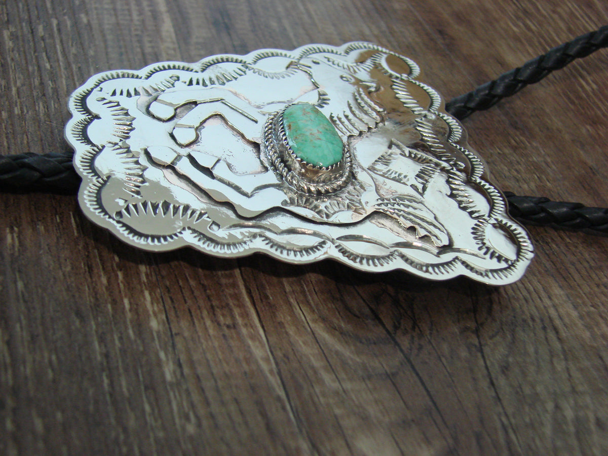 Native American Nickel Silver & Turquoise Horse Bolo Tie - Cleveland