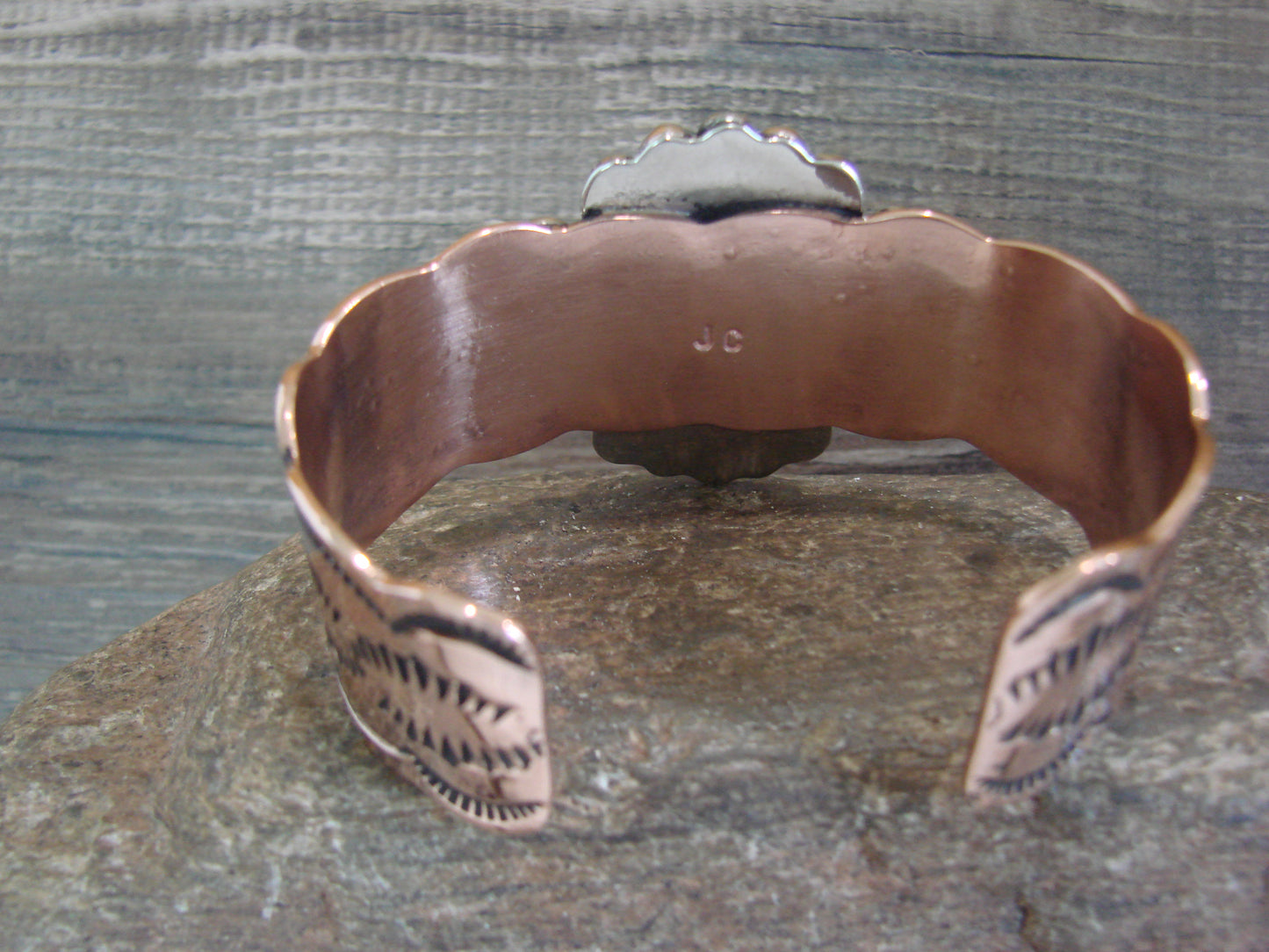 Navajo Indian Copper & Onyx Bracelet by Cleveland