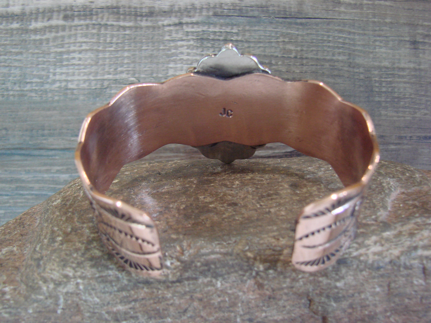 Navajo Indian Copper & Onyx Bracelet by Cleveland