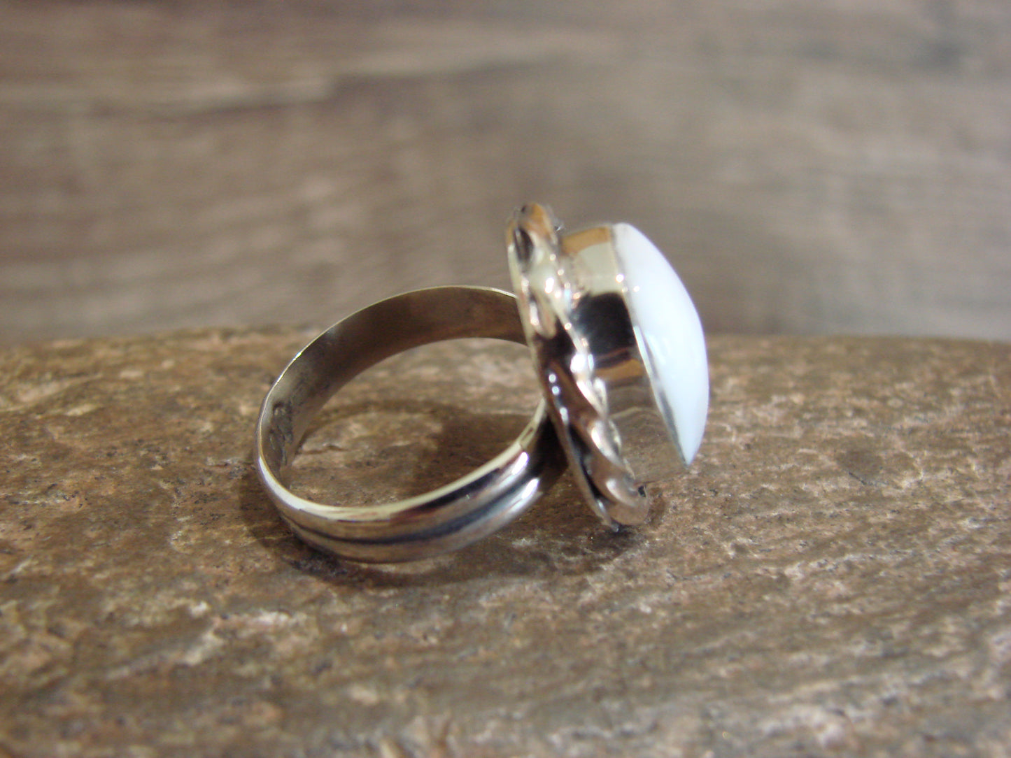 Native American Nickel Silver & Howlite Ring Size 7 - Cleveland