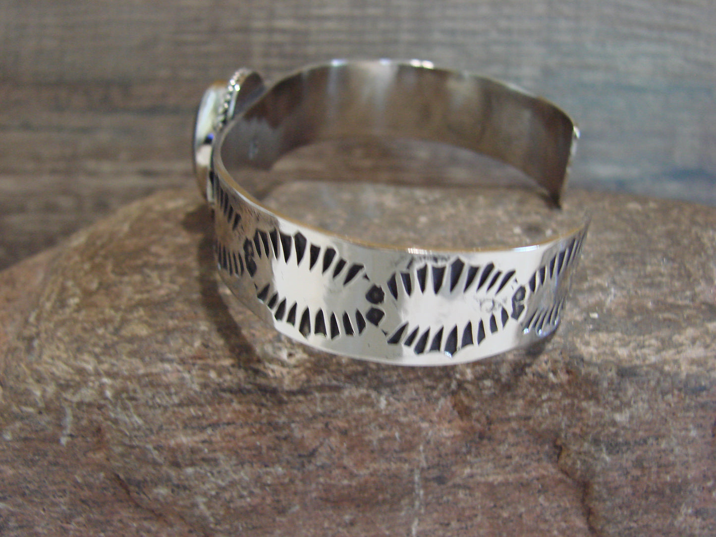 Navajo Indian Nickel Silver & Hematite Bracelet by Cleveland