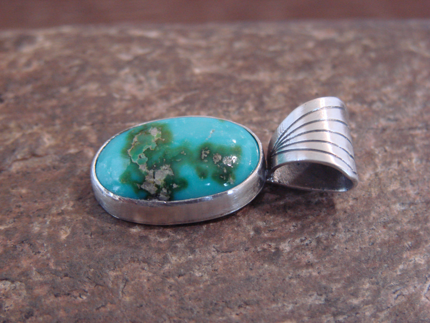 Native American Sterling Silver & Sonoran Turquoise Pendant by Yellowhair
