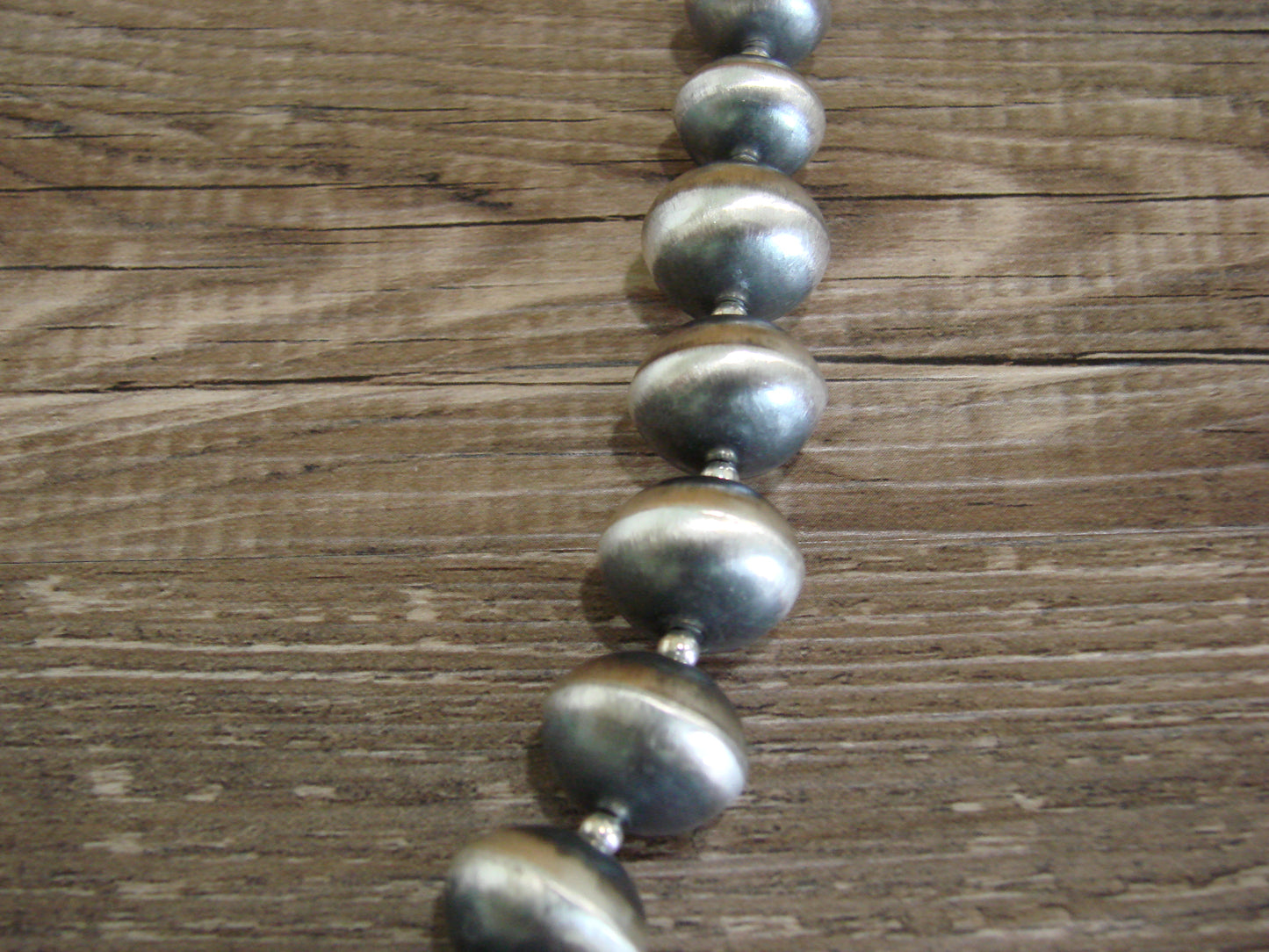 Native American Sterling Silver Graduated Navajo Pearl 27" Necklace Set by Cooley