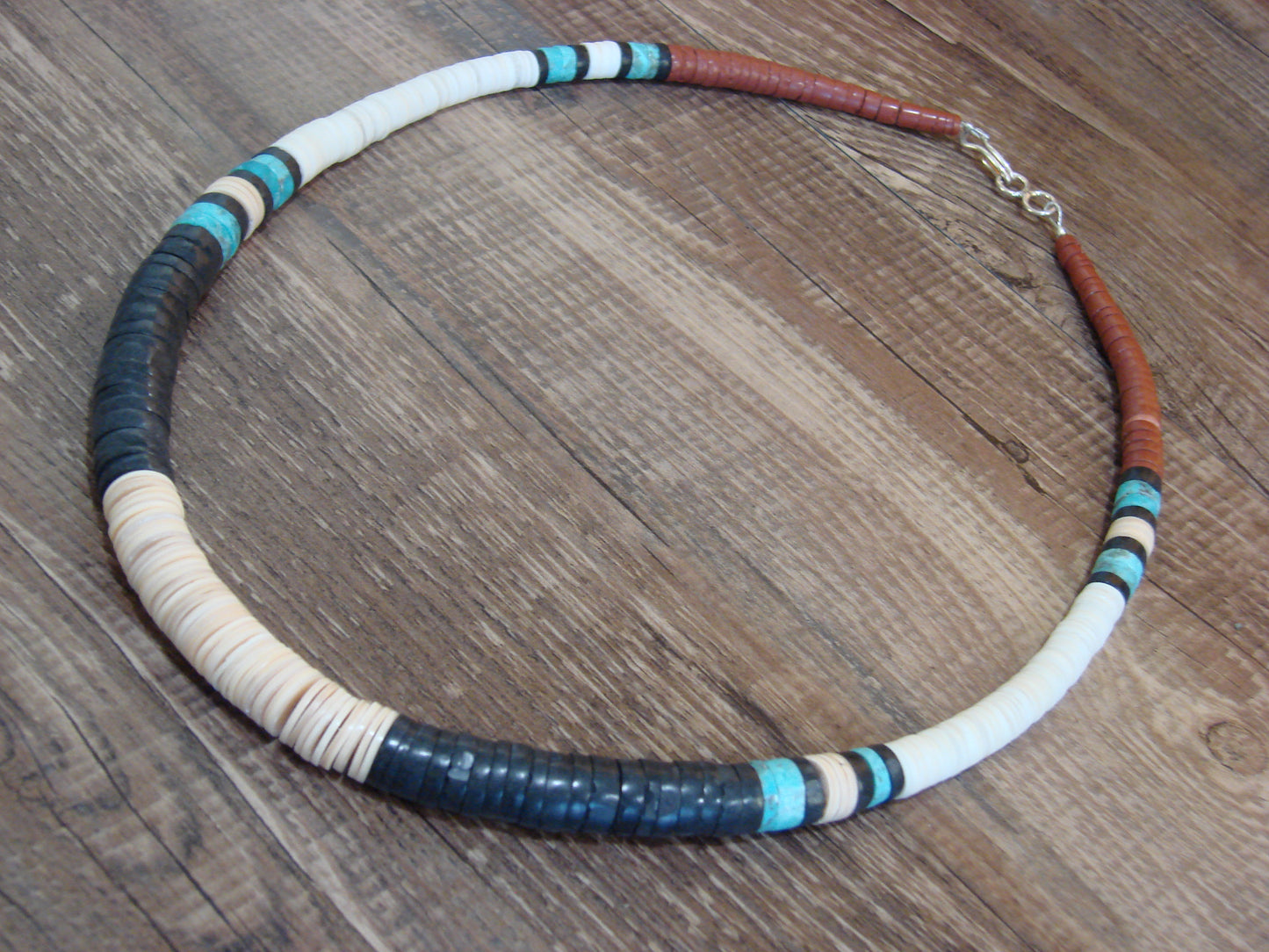 Native American 19" Santo Domingo Multi Stone Heishi Necklace - Crespin