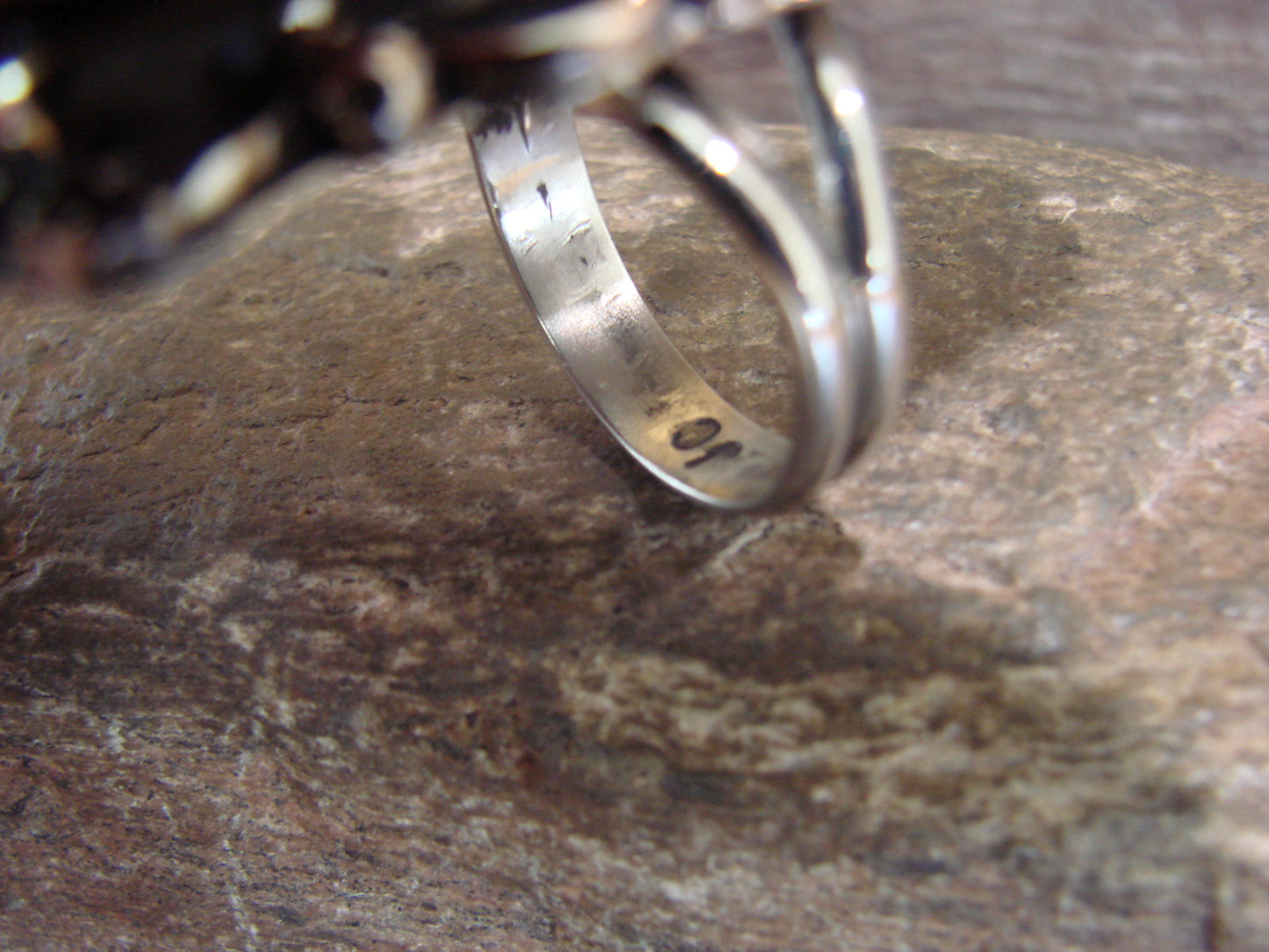 Native American Nickel Silver & Onyx Ring Size 11.5 - Cleveland