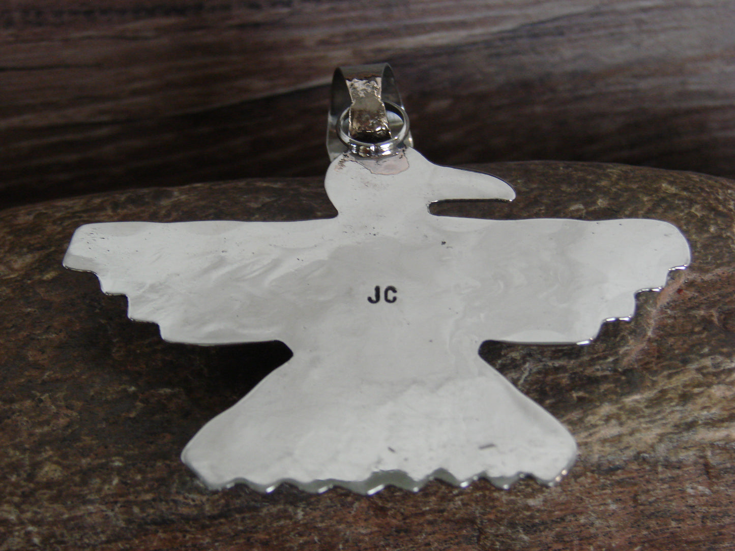 Native American Nickel Silver & Turquoise Thunderbird Pendant - Cleveland