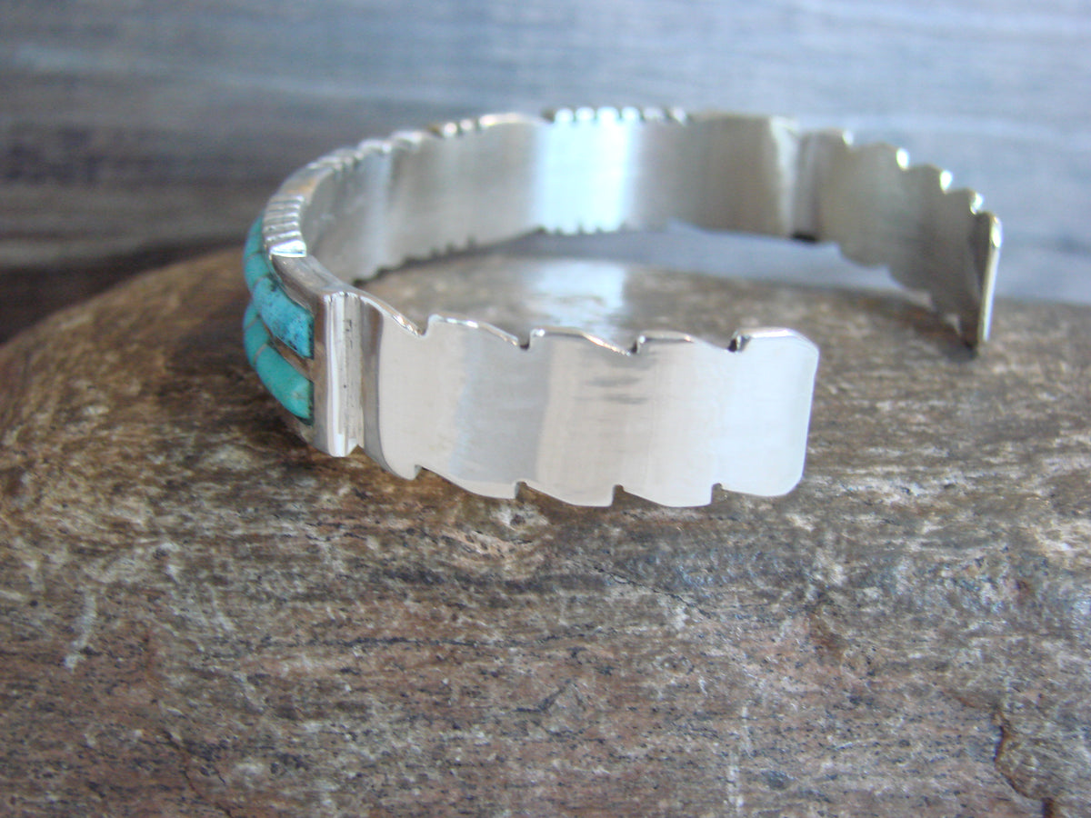 Native American Sterling Silver & Turquoise Row Bracelet by Lalio