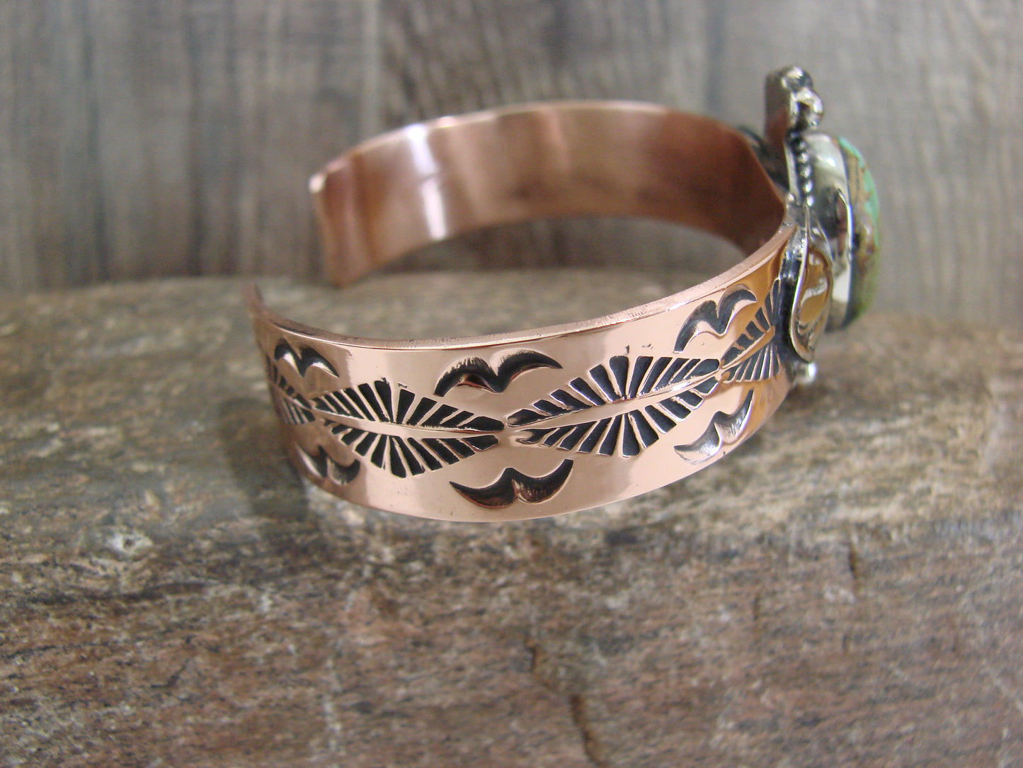 Native American Copper & Turquoise Bracelet by Cleveland