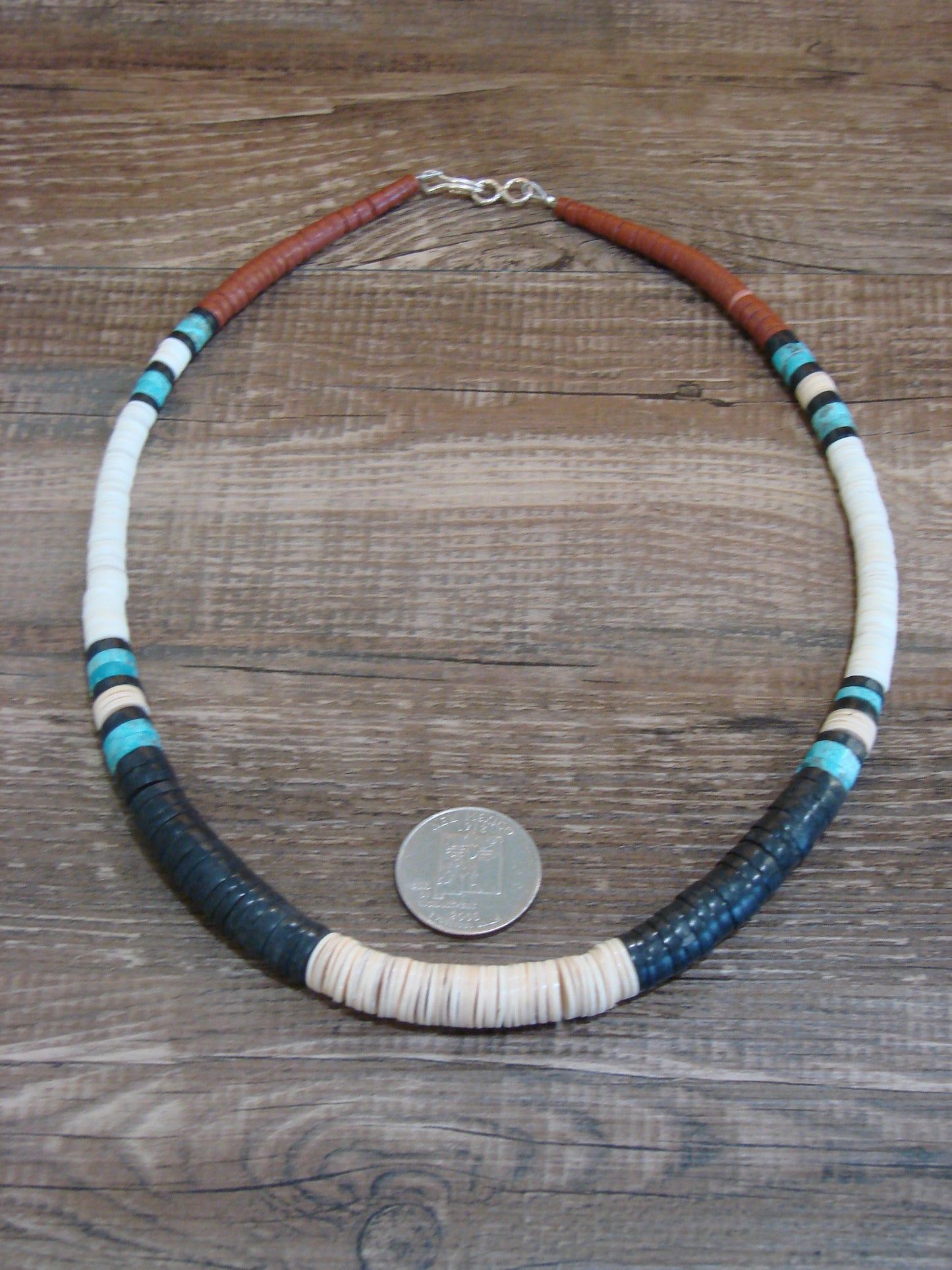 Native American 19" Santo Domingo Multi Stone Heishi Necklace - Crespin