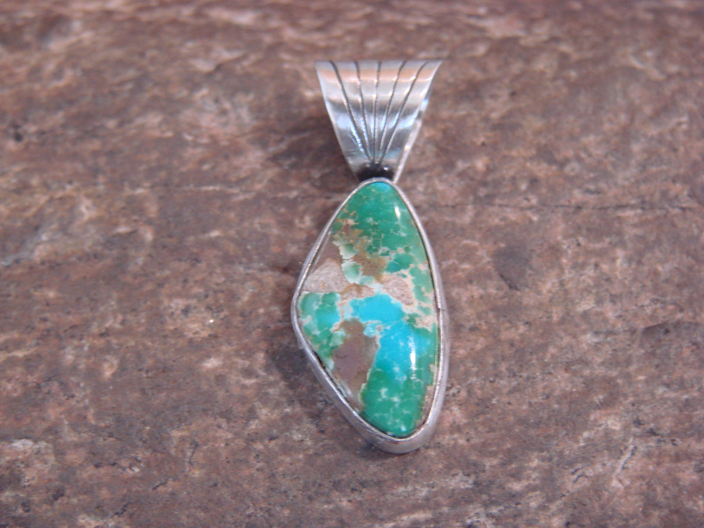 Native American Sterling Silver & Sonoran Turquoise Pendant by Yellowhair