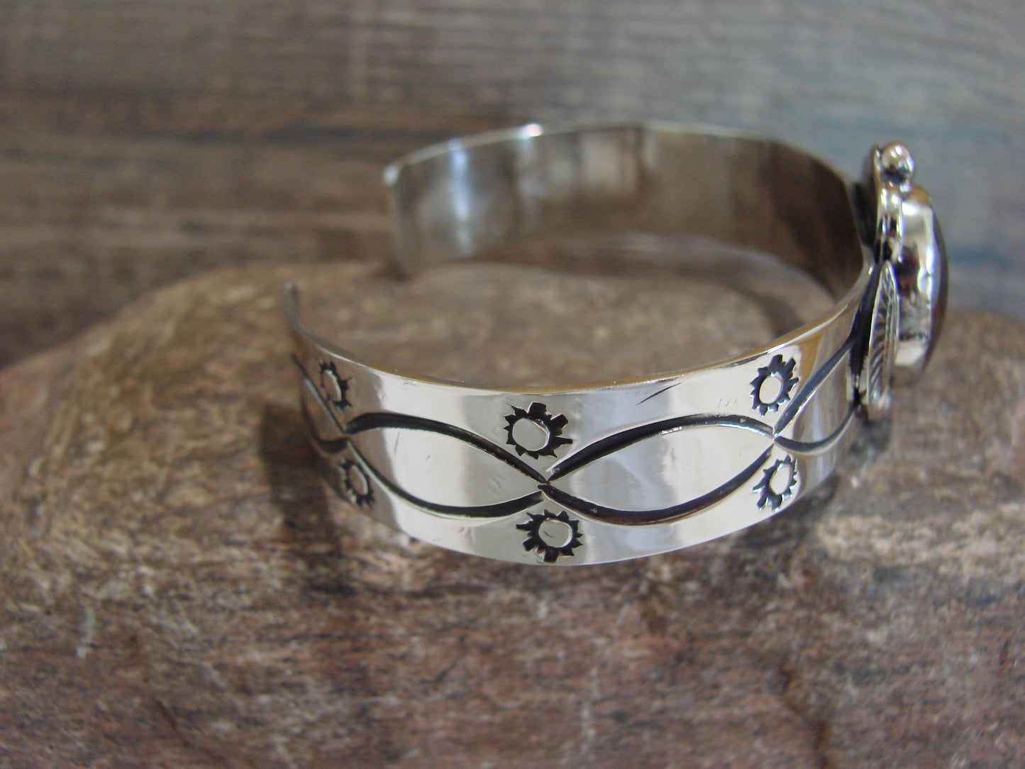 Navajo Indian Nickel Silver & Hematite Bracelet by Cleveland