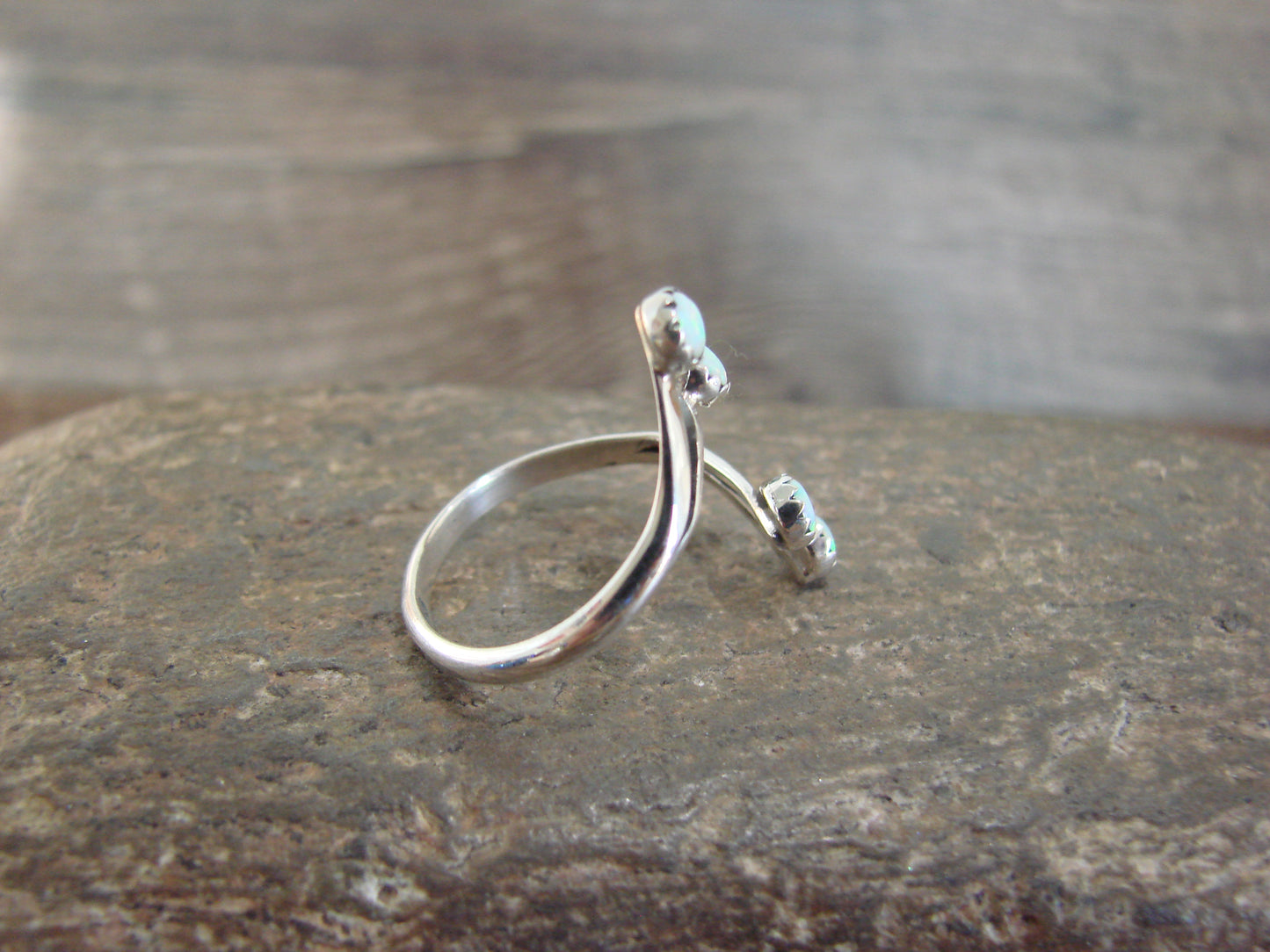 Native American Sterling Silver & White Opal Adjustable Ring - Largo