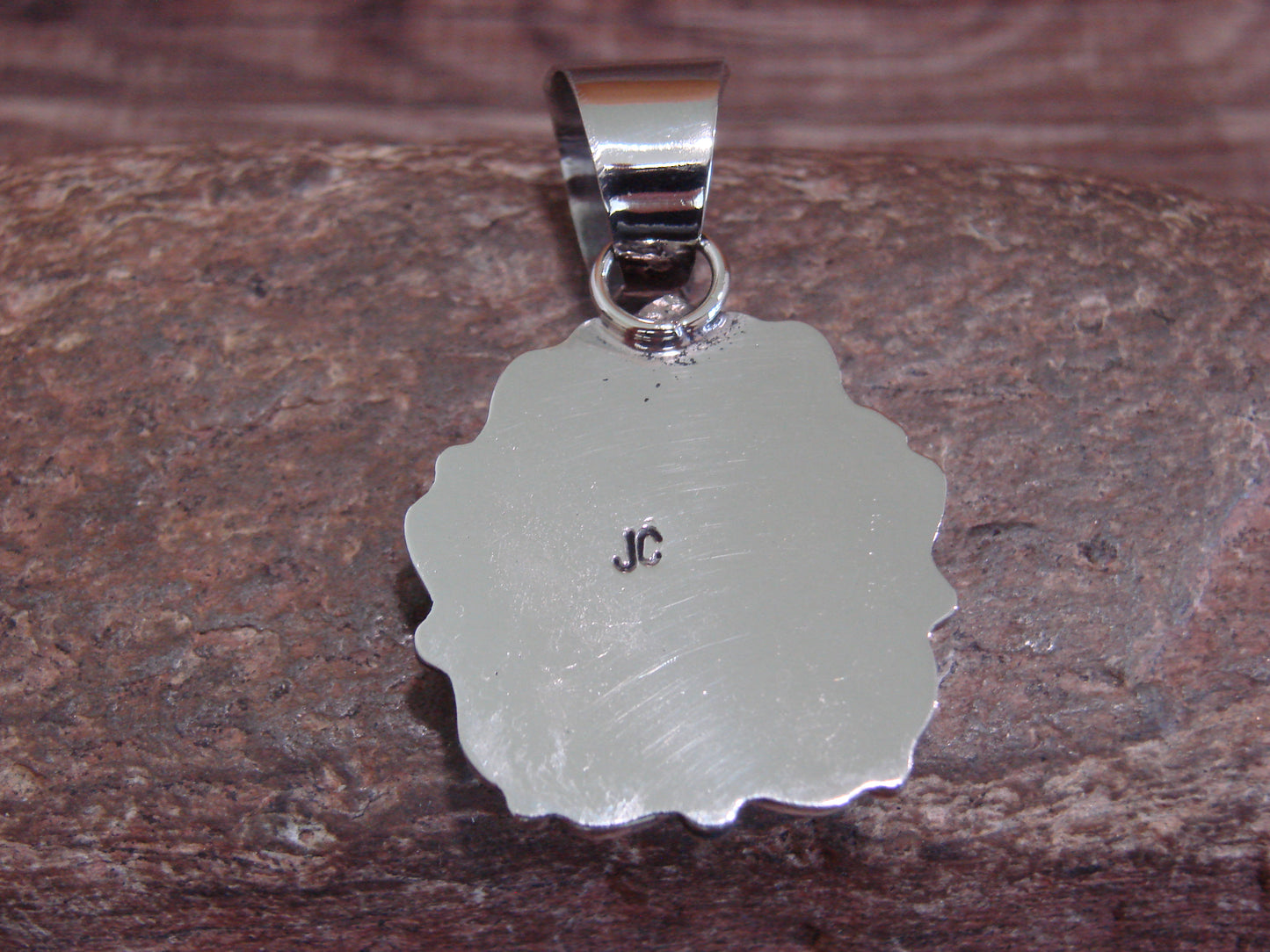 Native American Navajo Nickel Silver & Turquoise Pendant - Cleveland