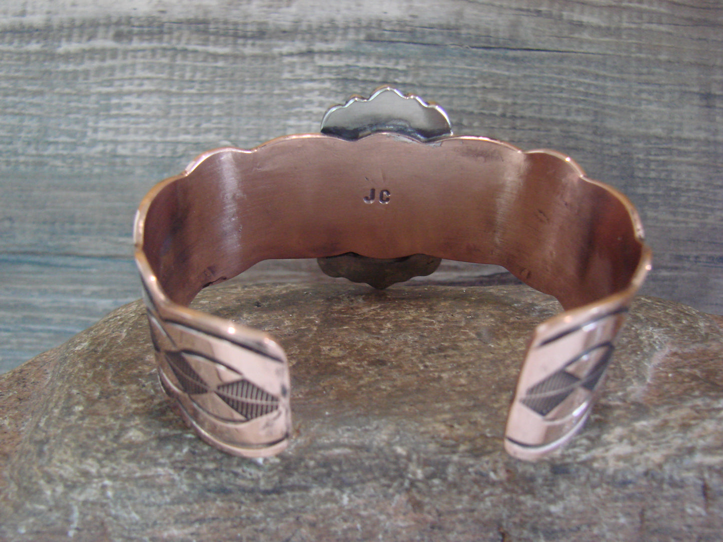 Navajo Indian Copper & Onyx Bracelet by Cleveland