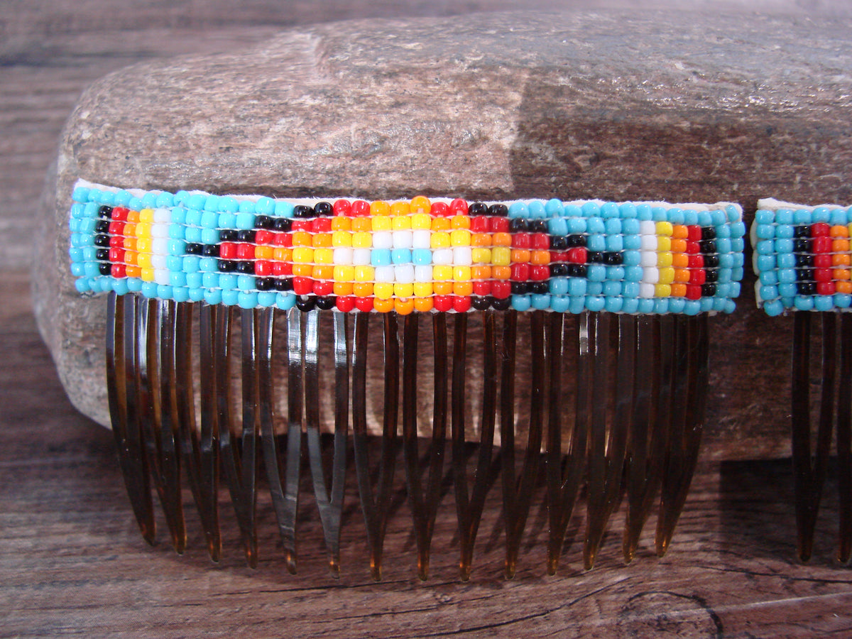 Native American Hand Beaded Hair Comb Set by Cleveland