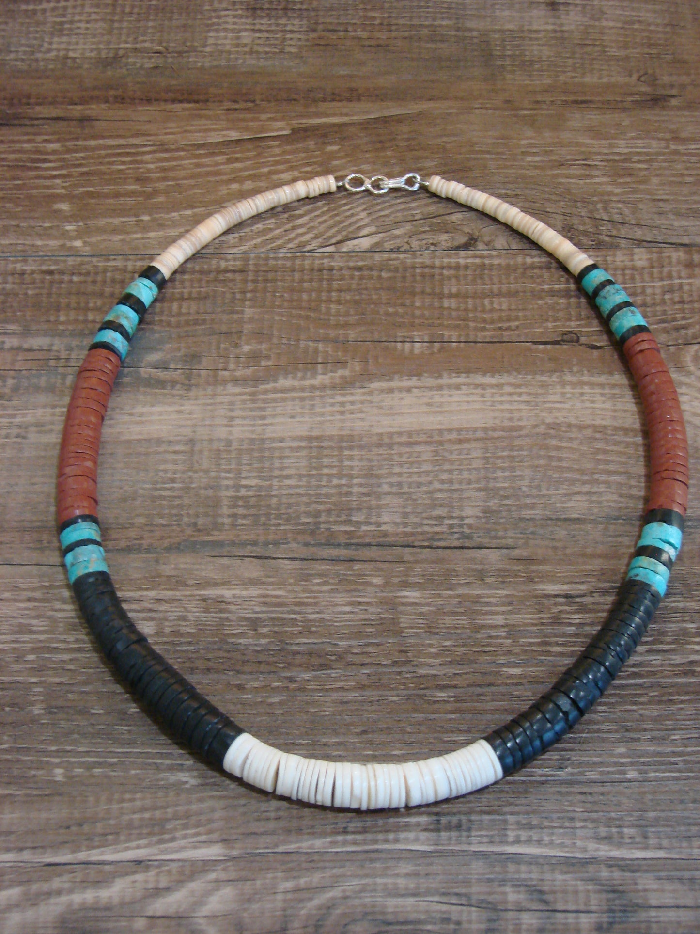 Native American 19" Santo Domingo Multi Stone Heishi Necklace - Crespin