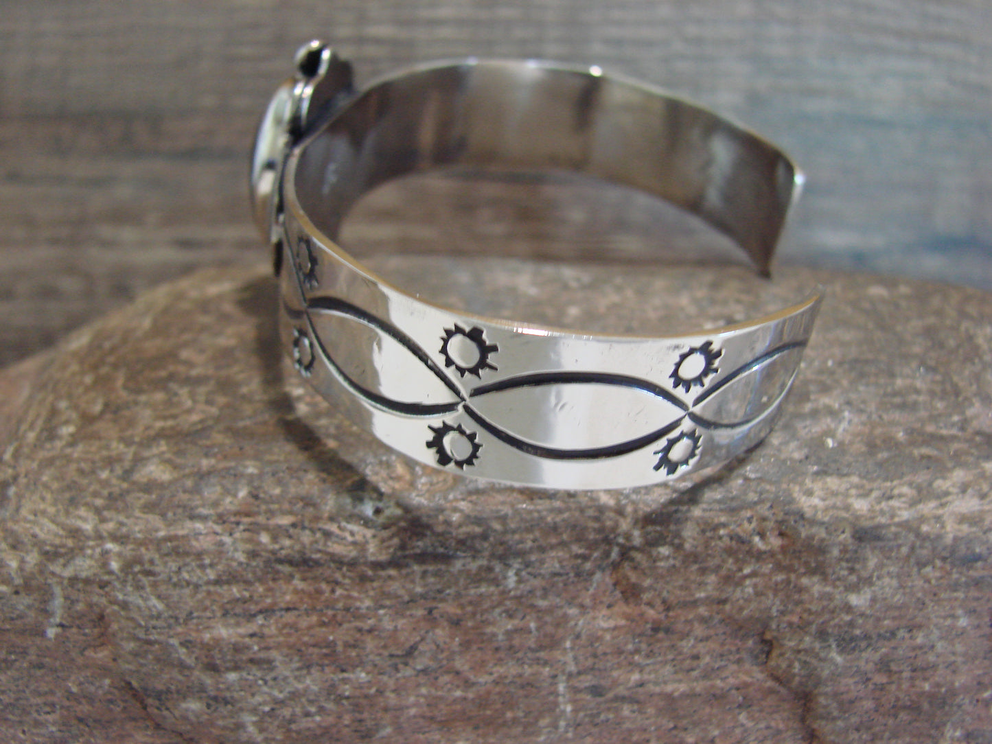 Navajo Indian Nickel Silver & Hematite Bracelet by Cleveland