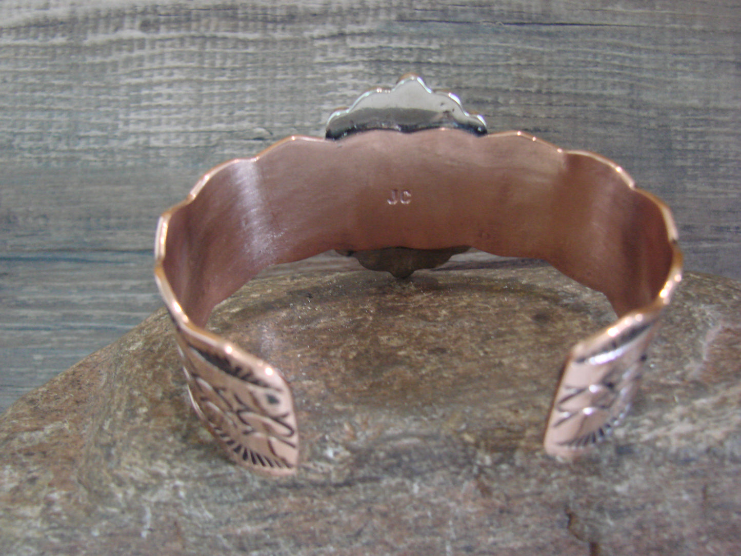 Navajo Indian Copper & Onyx Bracelet by Cleveland