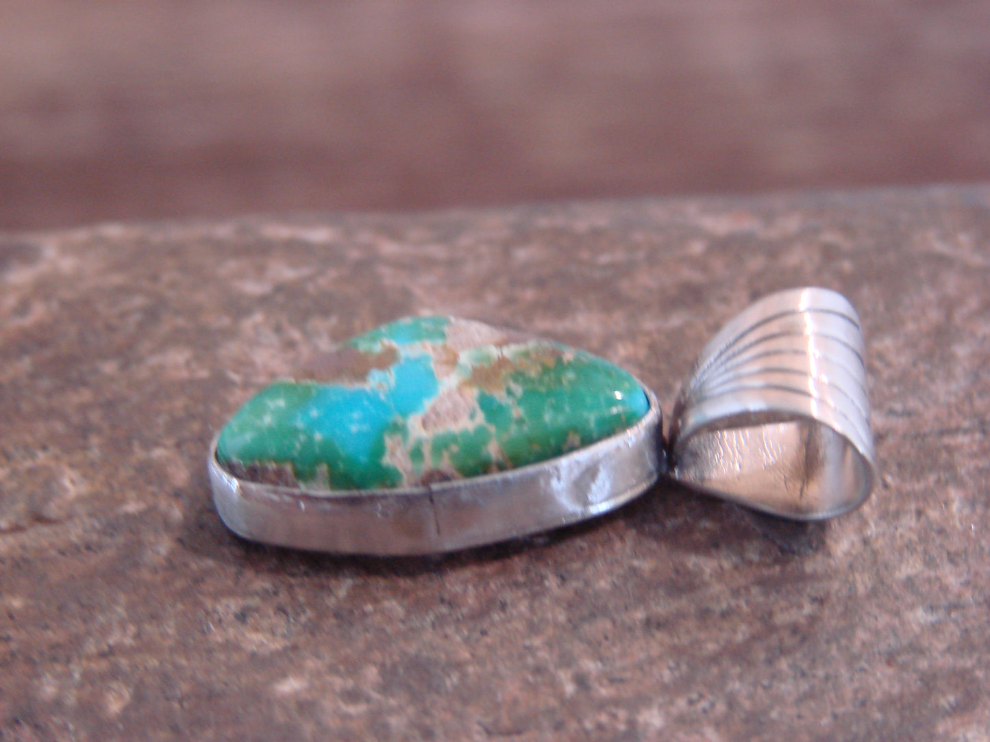 Native American Sterling Silver & Sonoran Turquoise Pendant by Yellowhair