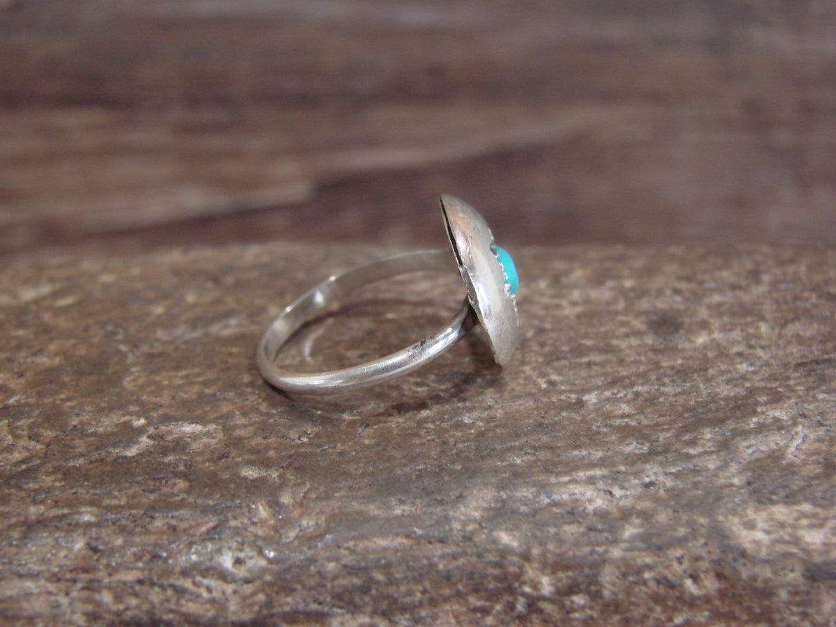 Native American Sterling Silver & Turquoise Shadowbox Ring Size 6 - Spencer