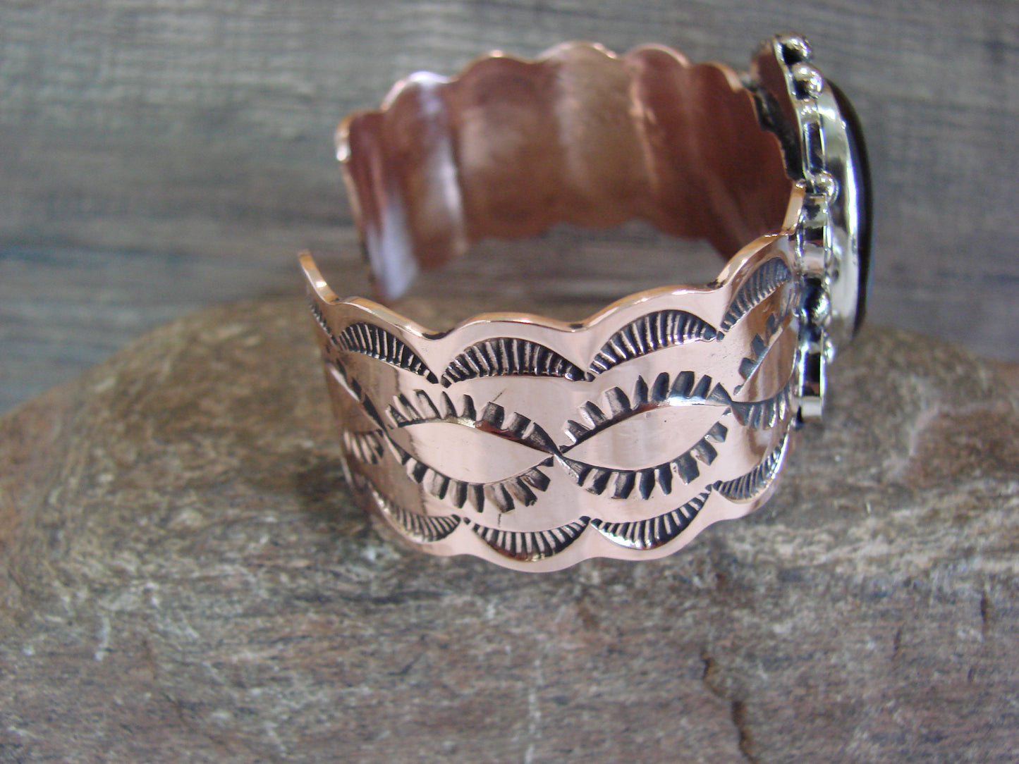 Navajo Indian Copper & Onyx Bracelet by Cleveland