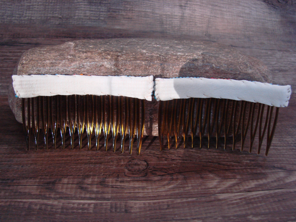 Native American Hand Beaded Hair Comb Set by Cleveland