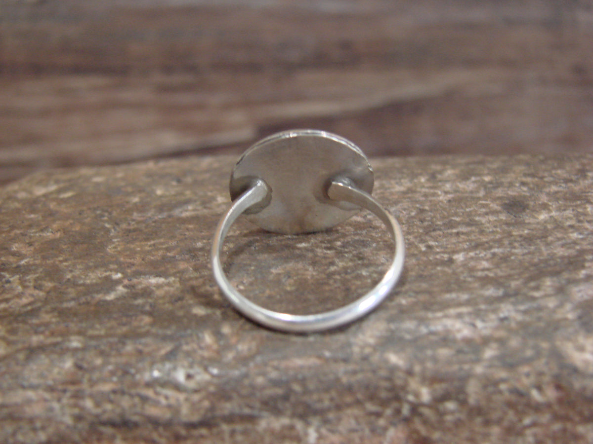 Native American Sterling Silver & Turquoise Shadowbox Ring Size 6 - Spencer