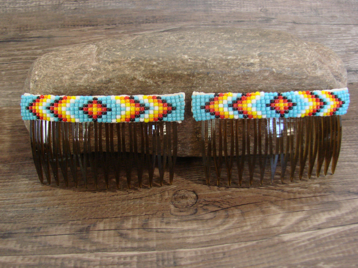 Native American Hand Beaded Hair Comb Set by Cleveland