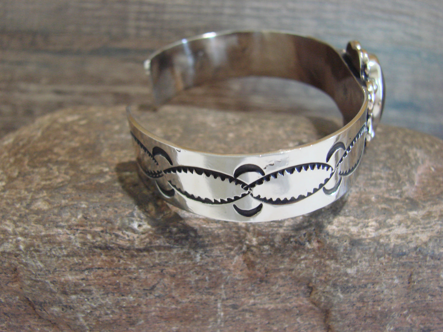 Navajo Indian Nickel Silver & Hematite Bracelet by Cleveland