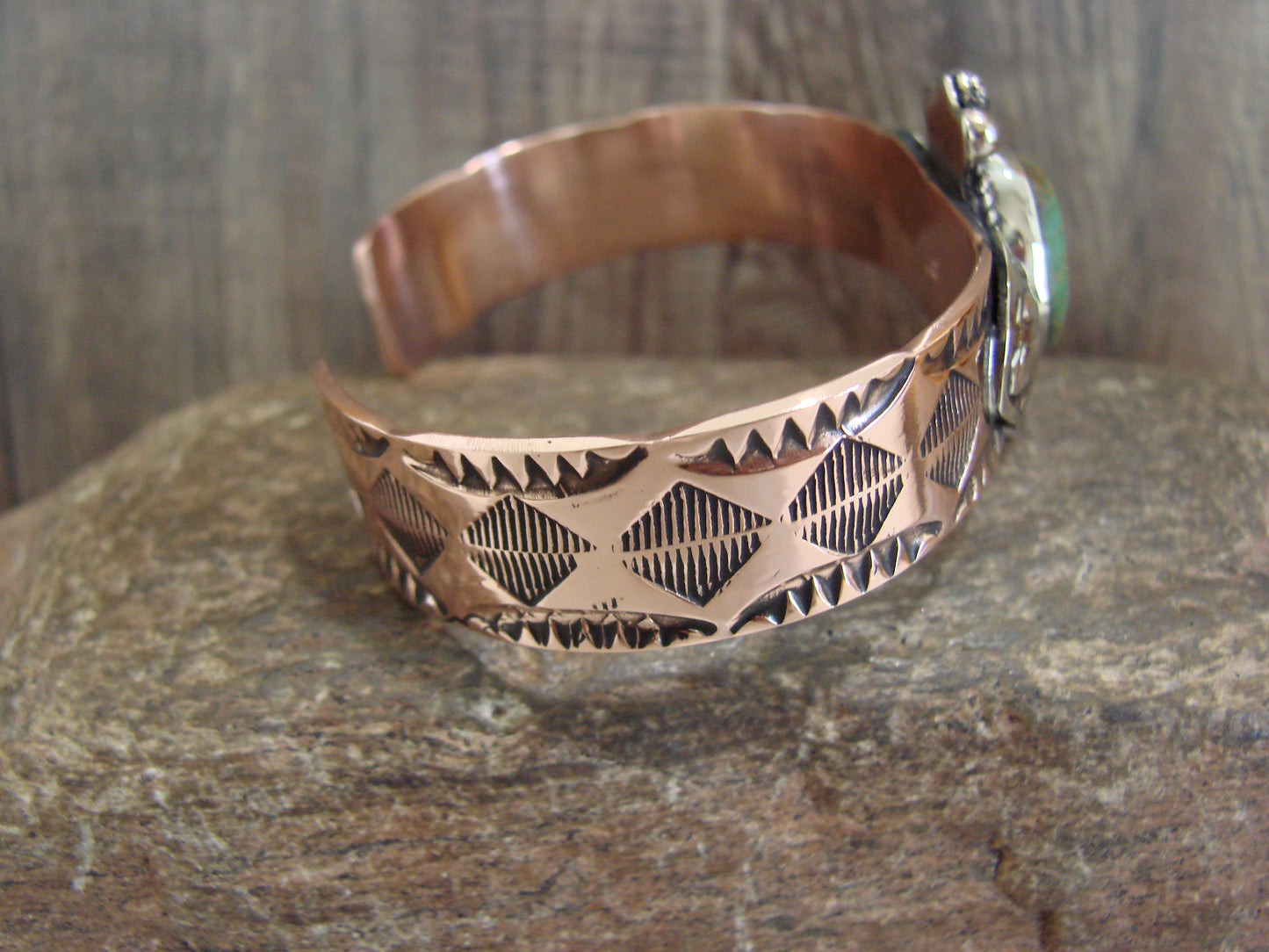 Native American Copper & Turquoise Bracelet by Cleveland