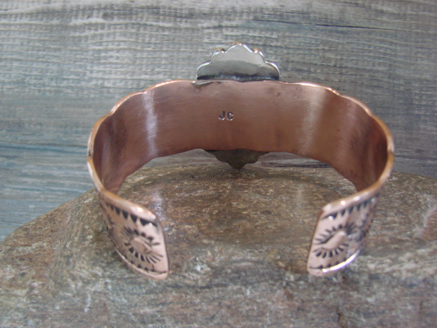Navajo Indian Copper & Onyx Bracelet by Cleveland