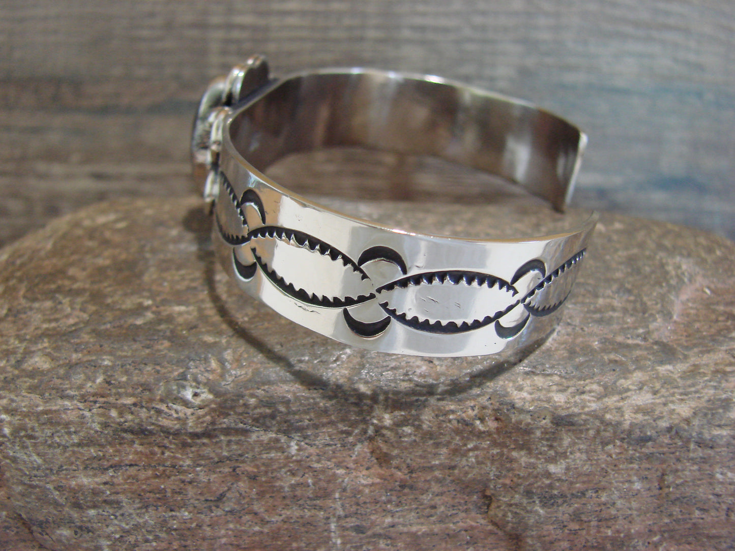 Navajo Indian Nickel Silver & Hematite Bracelet by Cleveland